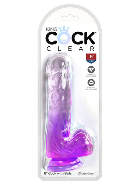 King Cock Clear 6" Purple
