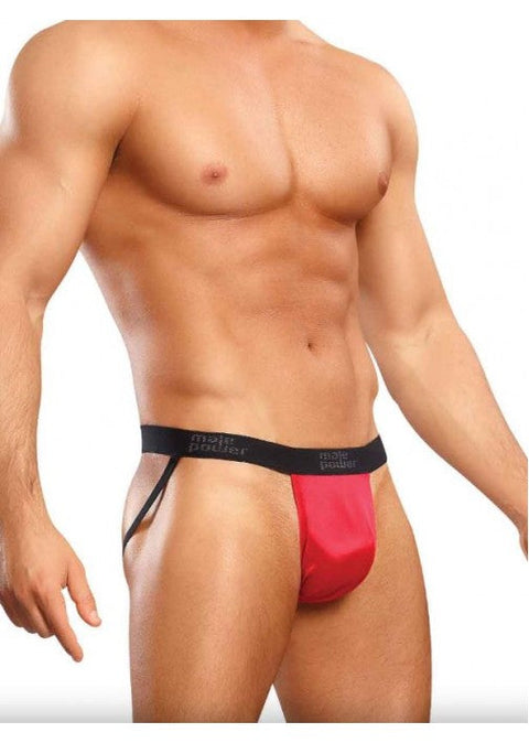 Male Power Satin Jock Red S/M - 390076