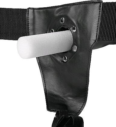Ouch Ribbed Hollow Strap with Balls 8" Glow