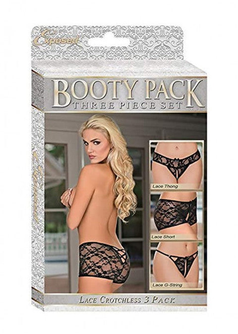 Exposed Booty Pack Lace Crotchless 3 Pack Queen G3PK108