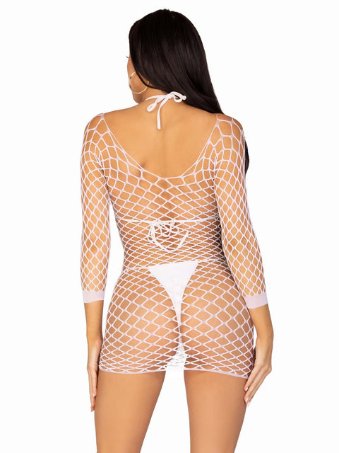 Leg Ave Supreme Fence Net Mini Dress White - 86128