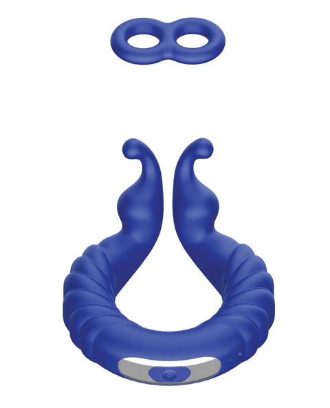 Forto F-24 Textured Vibrating Cock Ring Blue