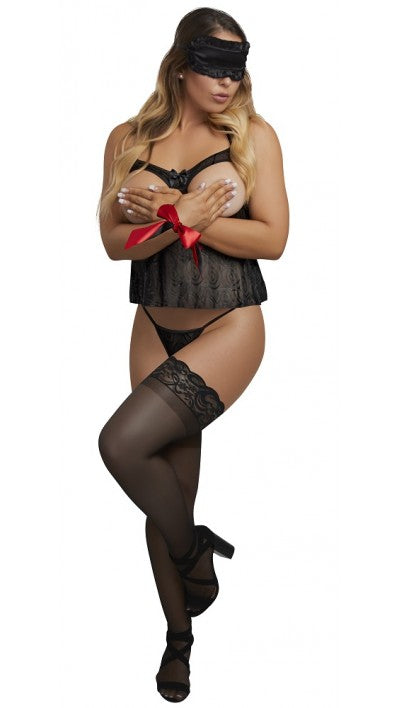 Exposed Love & Bondage Crotchless Babydoll Set S/M L497