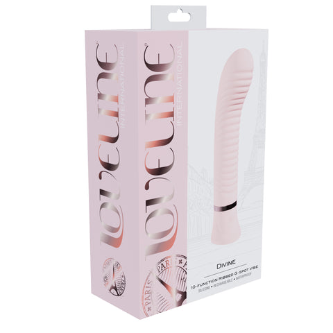 Loveline Divine 10 function Ribbed G-spot Vibe Silicone Rechargeable Waterproof - Pink