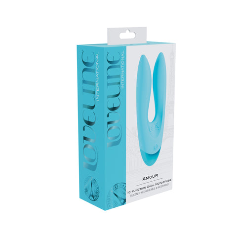 Loveline Amour 10 function Dual Motor Vibe Silicone Rechargeable Waterproof - Blue