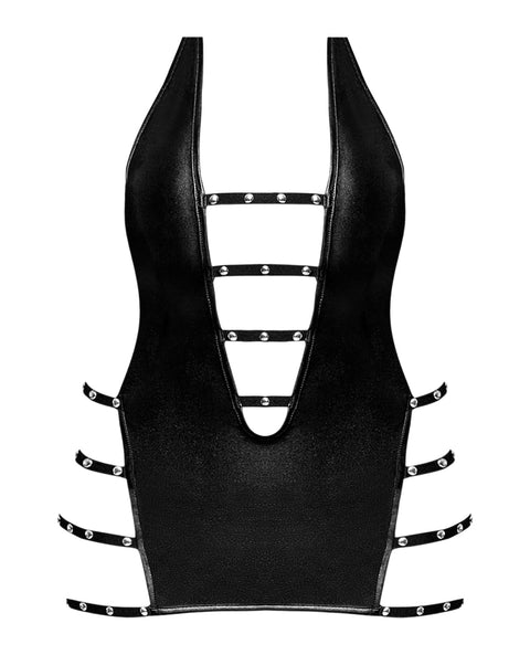Exposed Lust Portia Mini Dress w/Plush Elastic Strapping Black 2XL
