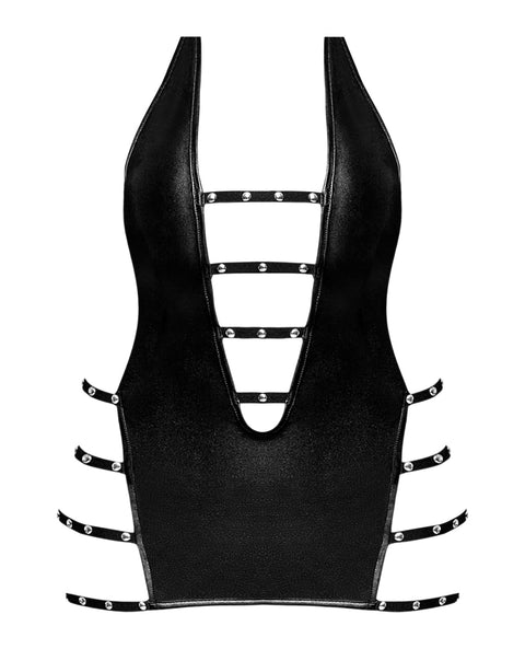 Exposed Lust Portia Mini Dress w/Plush Elastic Strapping Black S/M