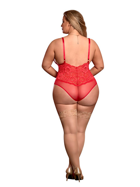 Exposed Risque Business Crotchless Teddy Red Queen M222