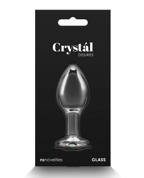 Crystal Desires Glass Round Gem Butt Plug Medium Rainbow