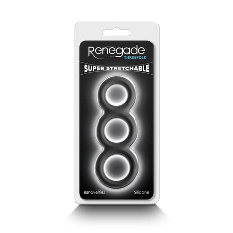 Renegade Threefold Cockrings Black