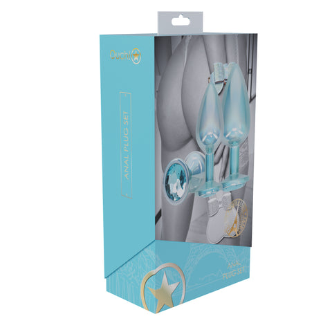 Ouch Paris Metal Butt Plug Set Blue