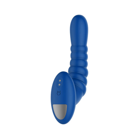 Forto Ribbed Pro Vibrating Anal Massager Blue