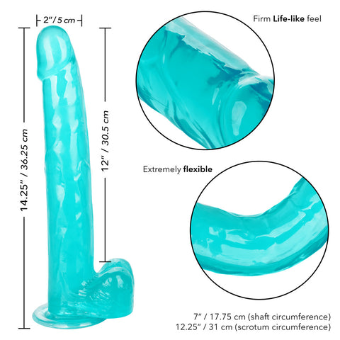 California Exotic Size Queen 12" Dong with Balls Blue/Green