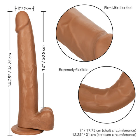 Cal Exotics Size Queen 12" Brown Dong w/ Balls