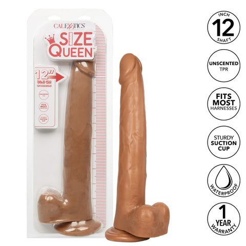 Cal Exotics Size Queen 12" Brown Dong w/ Balls