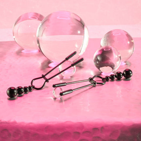 Selopa Beaded Nipple Clamps Black Chrome