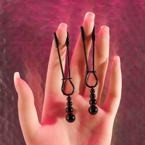 Selopa Beaded Nipple Clamps Black Chrome
