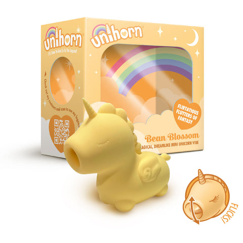 Unihorn Bean Blossom Flicking Silicone Clitoral Vibrator Yellow