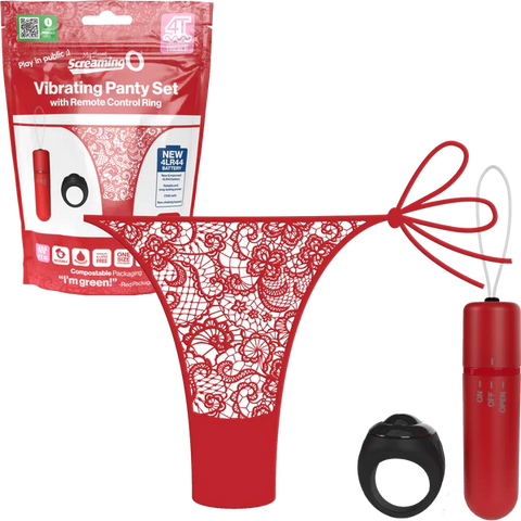 Screaming O Vibrating Panty Set Red