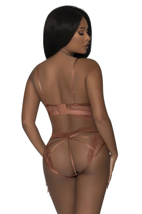 Exposed Caramel Kiss Bralette & Open Back G Panty Set L/XL M273