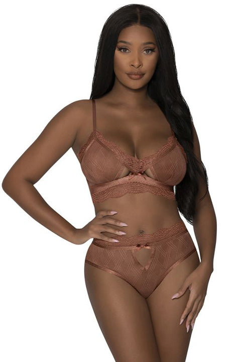 Exposed Caramel Kiss Bralette & Open Back G Panty Set L/XL M273