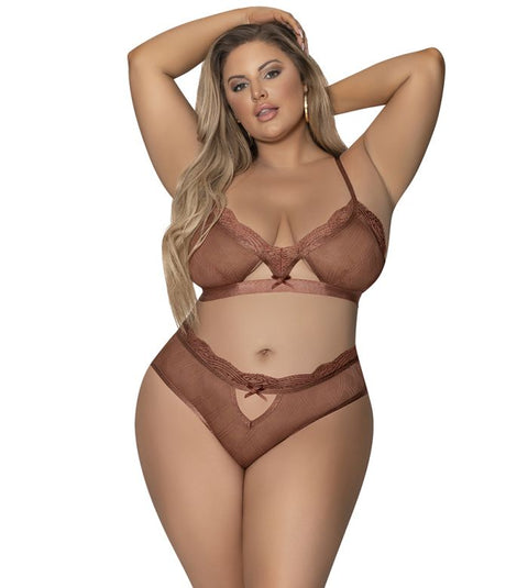 Exposed Caramel Kiss Bralette & Open Back G Panty Set 2XL M273