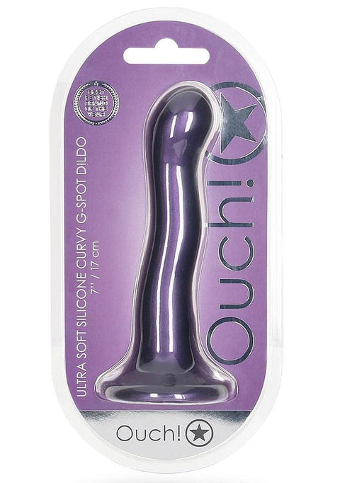 Ouch Ultra Soft Curvy G-Spot Dildo 7" Metallic Purple