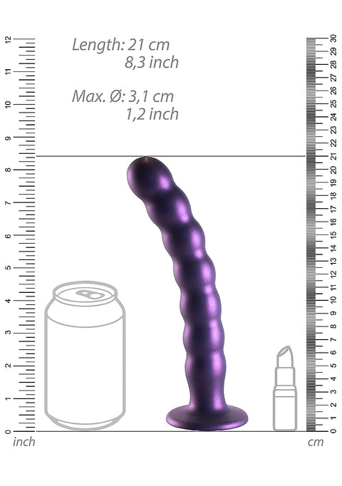 Ouch Beaded G-Spot Dildo 8'' Metallic Purple