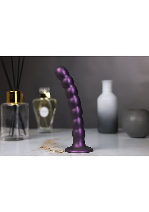 Ouch Beaded G-Spot Dildo 8'' Metallic Purple