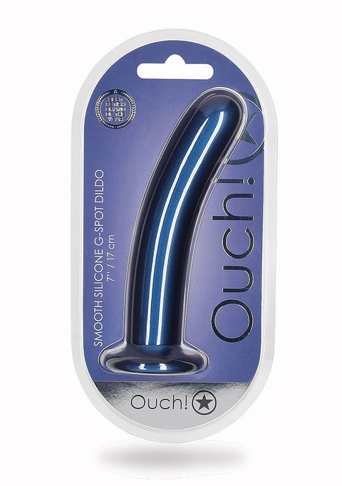 Ouch Smooth G-Spot Dildo 7'' Metallic Blue