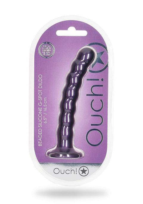 Ouch Beaded G-Spot Dildo 6.5" Metallic Purple