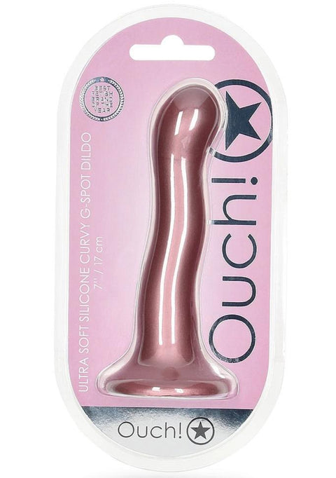 OUCH Ultra Soft Curvy G-Spot Dildo - 7" - Rose Gold