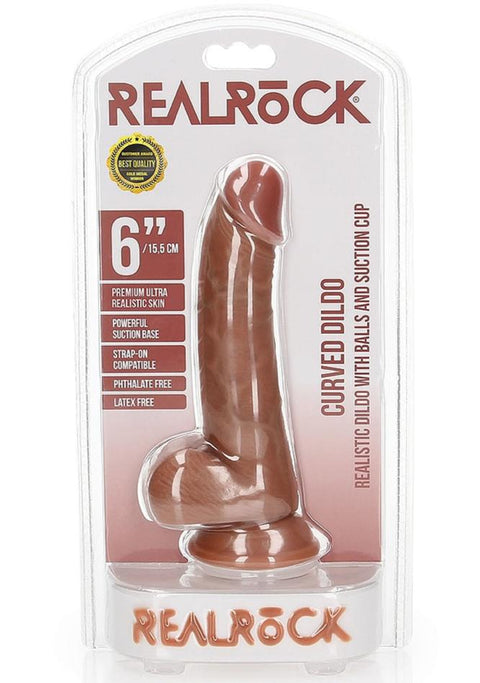 Realrock 6" Cock With Balls - Regular Curved - Tan