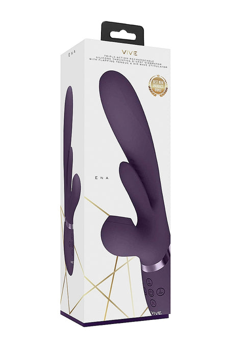 Vive Ena Thrusting G-Spot Flapper Air Wave Clit Stimulator - Purple