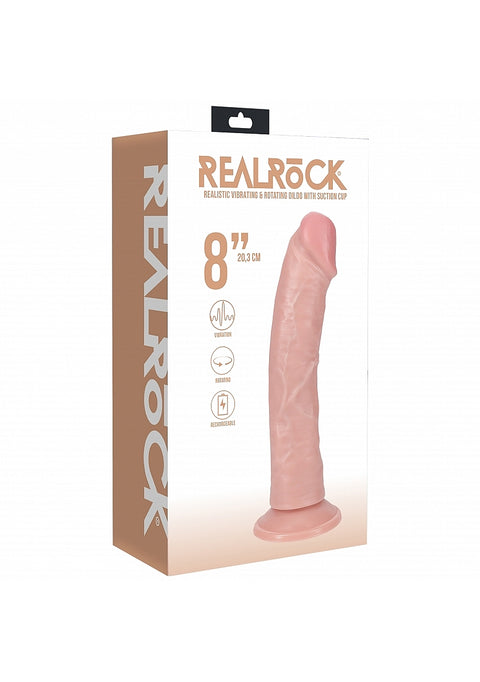 Realrock 8" Vibrating and Rotating Cock - Regular Curved - Flesh