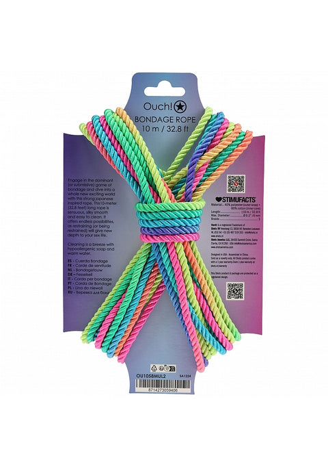 Ouch Bondage Rope 10m Multicolour Bright