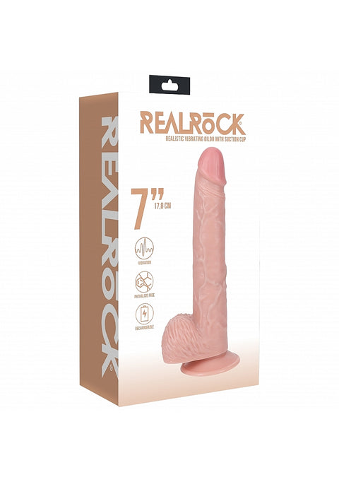 Realrock 7" Vibrating Cock With Balls - Regular Straight - Flesh