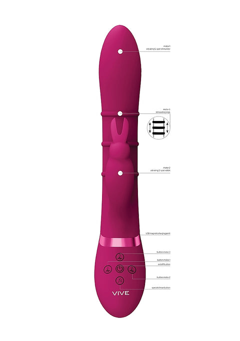 Vive Sora Up & Down Stimulating Rings, Vibrating G-Spot Rabbit - Pink