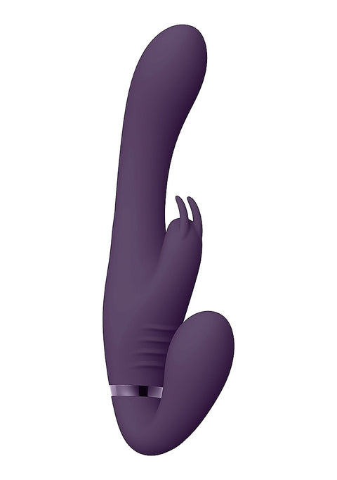 Vive Satu Vibrating Triple Motor Silicone Strapless Strapon - Purple