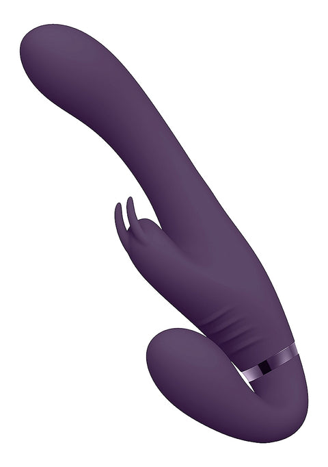 Vive Satu Vibrating Triple Motor Silicone Strapless Strapon - Purple