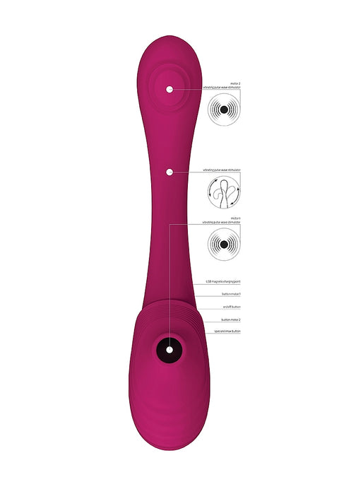 Vive Mirai Double-Ended Pulse Wave & Air Wave Bendable Vibrator - Pink