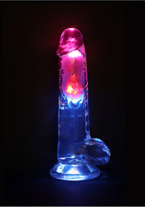 Shots Realrock 8" Cock/Dildo with Balls Remote Control LED