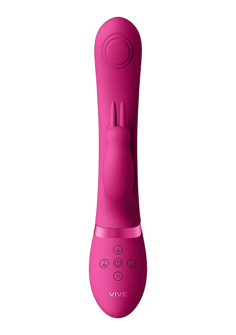 Vive May Rechargeable Silicone Dual Pulse Wave - Vibrating C & G-Spot Vibrator - Pink