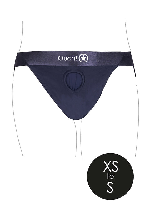 Ouch Vibrating Strap-on Panty Harness with Open Back - Black - XS/S