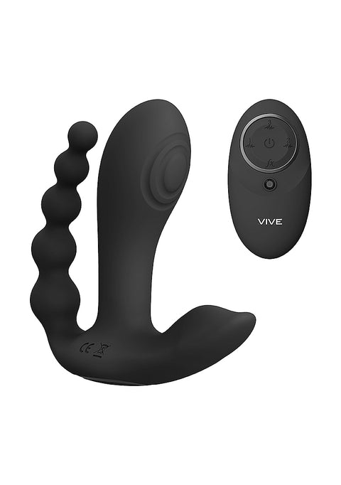 Vive Kata Rechargeable Triple Motor Hands-Free Silicone Vibrator - Black