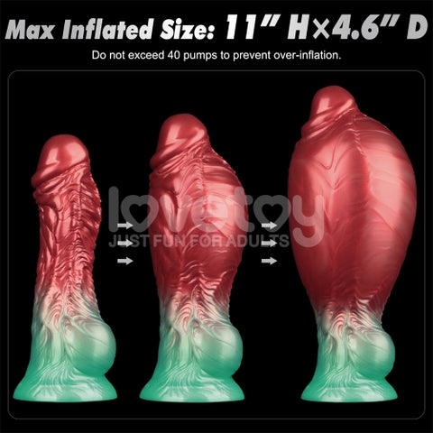 Lovetoy AEROSX Pump up the Pleasure Dual Density Silicone Inflatable Dildo Red/Green 8"