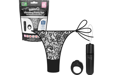 Screaming O Vibrating Panty Set Black