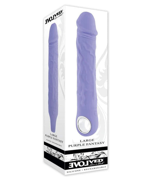Purple fantasy product with packaging on a white background