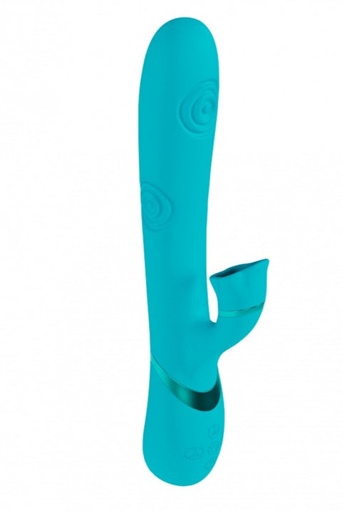Vive Fiore Rechargeable Air Wave VIbrating and Tapping Rabbit Blue