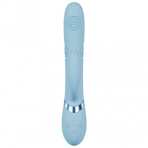 Vive Pallina Rechargeable VIbrating and Tapping Beads Rabbit Blue